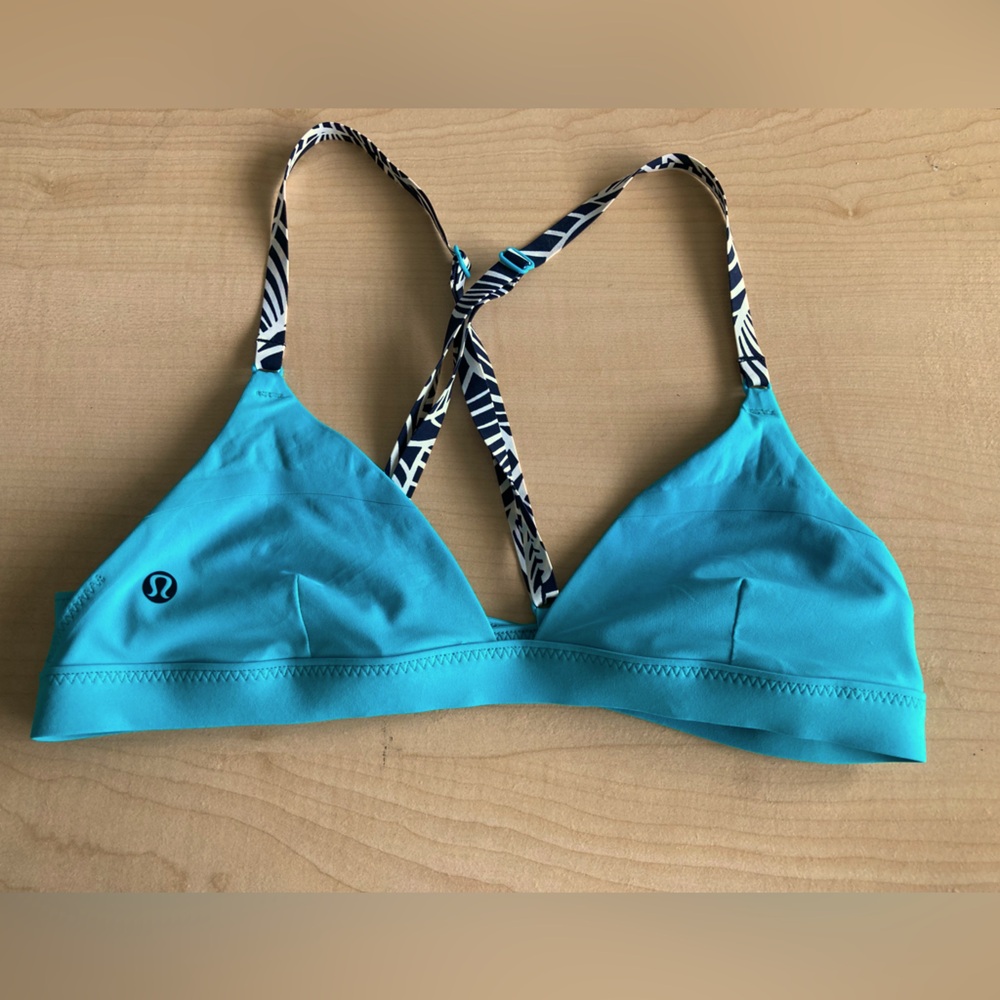 Lululemon Blue and Zebra print Bikini Top Size Small